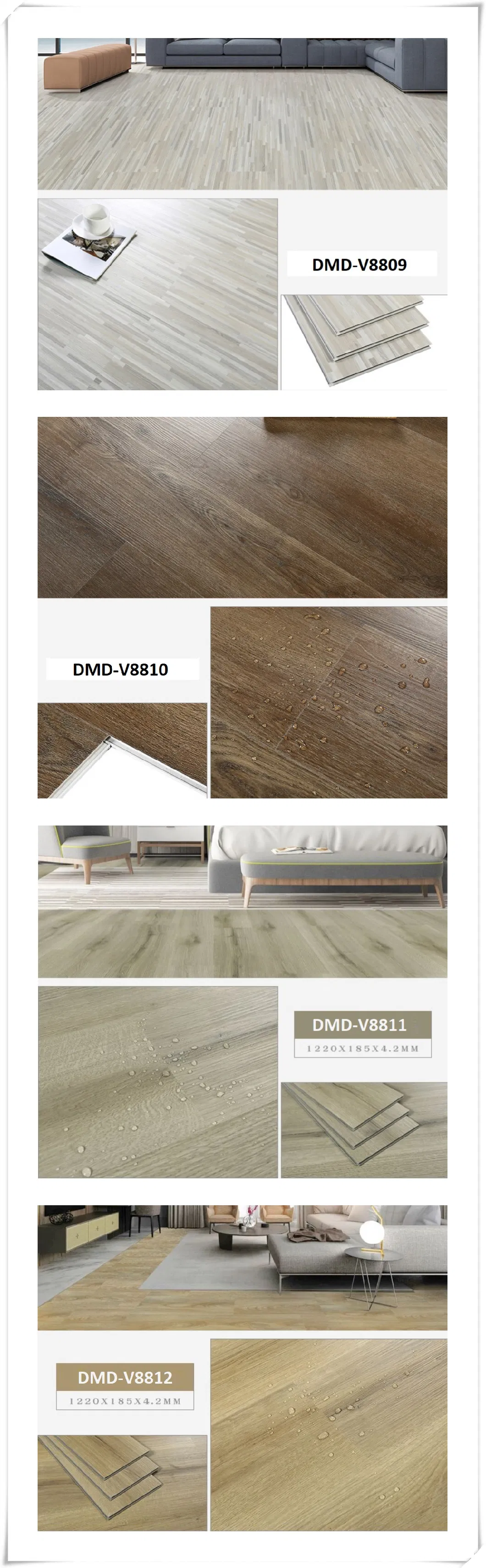 Eir Textured Wood Herringbone Floating Parquet Luxury Rigid PVC Vinyl Plank Spc Flooring in Stock